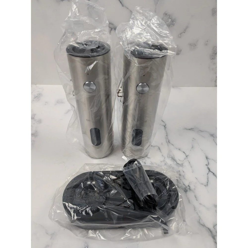 Electric Salt and Pepper Grinder Set with Rechargeable Base - Large Capacity